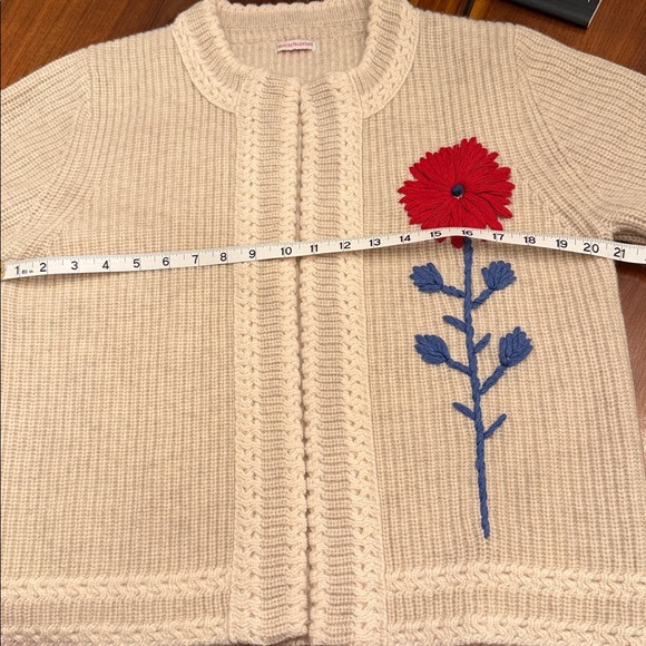 Frances Valentine Embroidered Cream Sweater with Red Floral Design size XL - Picture 13 of 13